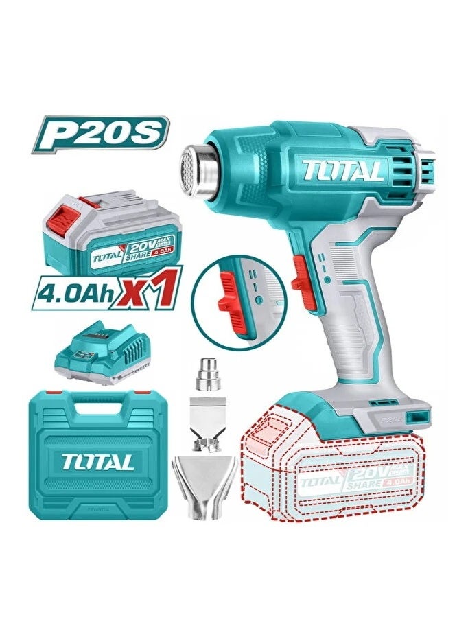 TOOTAL TOTAL 20V Cordless Heat Gun with 4.0Ah Battery, Charger & 3 Nozzles – Professional Versatile Tool 20025TBLI - Image 3
