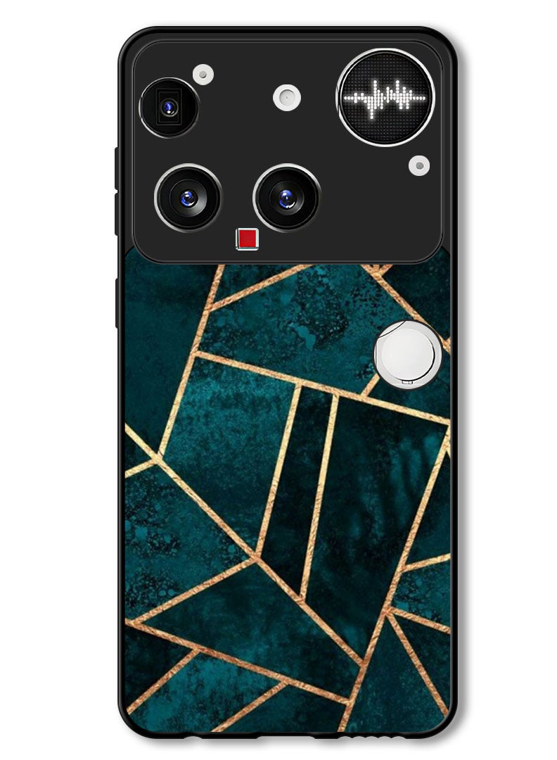 Theodor Case Compatible with Nothing Phone (3) 6.67 Inch Protection Shockproof Bumper Cover Green Geometrical - Image 1