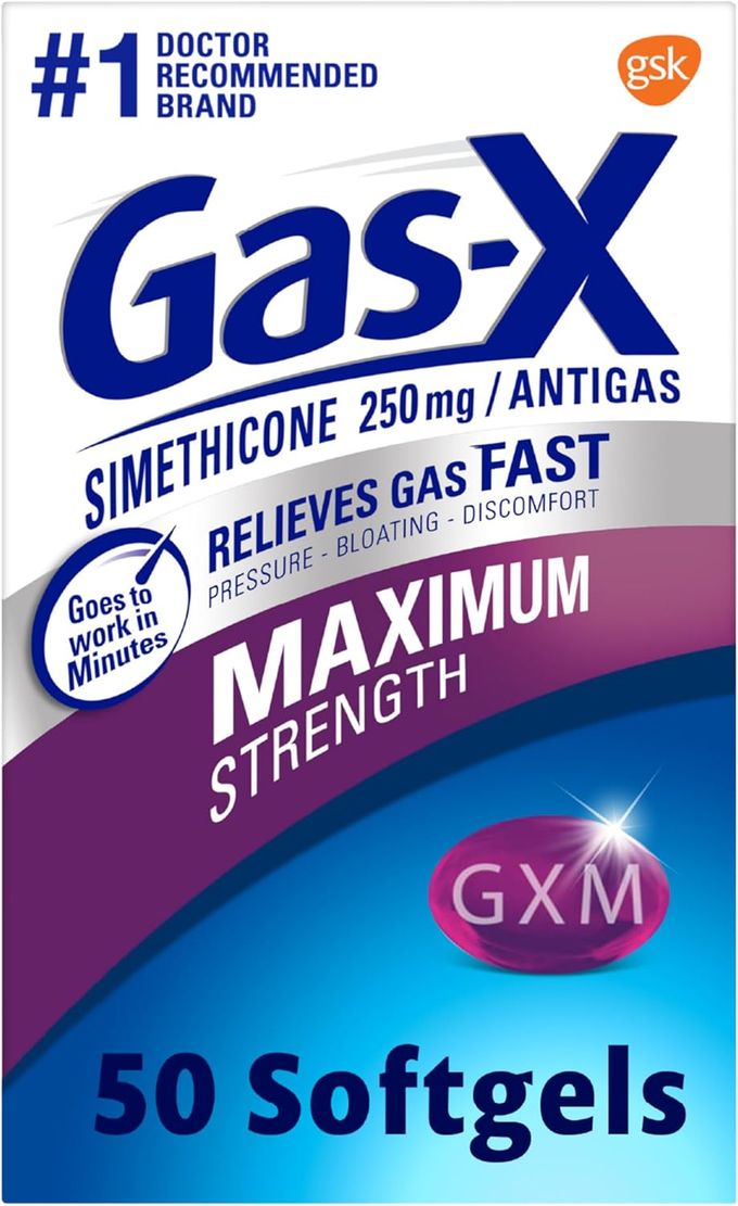 Gas-X Maximum Strength Gas Relief Softgels with Simethicone 250 mg for Bloating Relief 50 Count - Image 1