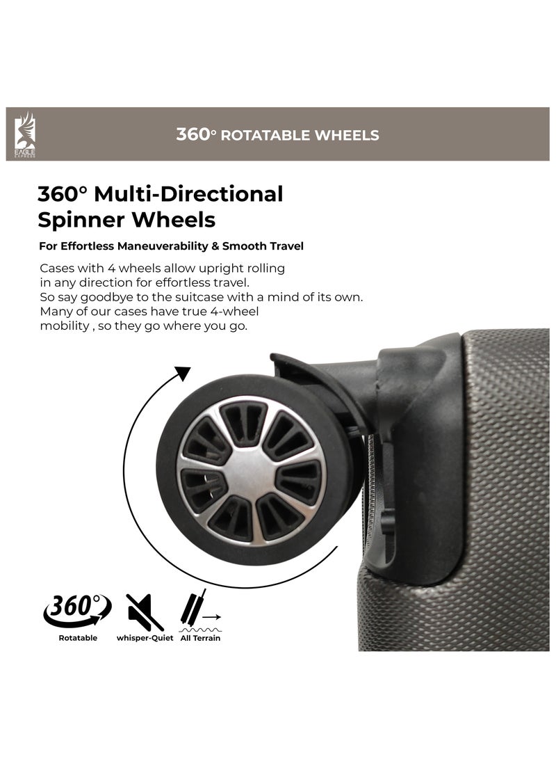 ايجل اكسبريس طقم شنط سفر Eagle Express Ramble مكون من 3 قطع (20/24/28 بوصة) – بني، خامة ABS عالية الجودة، 4 عجلات صامتة، قفل مدمج، ضمان سنة - Image 5