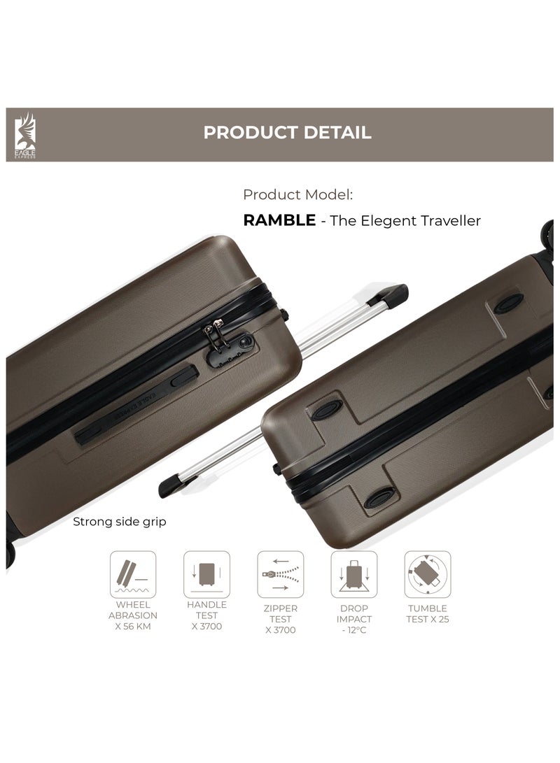ايجل اكسبريس طقم شنط سفر Eagle Express Ramble مكون من 3 قطع (20/24/28 بوصة) – بني، خامة ABS عالية الجودة، 4 عجلات صامتة، قفل مدمج، ضمان سنة - Image 4