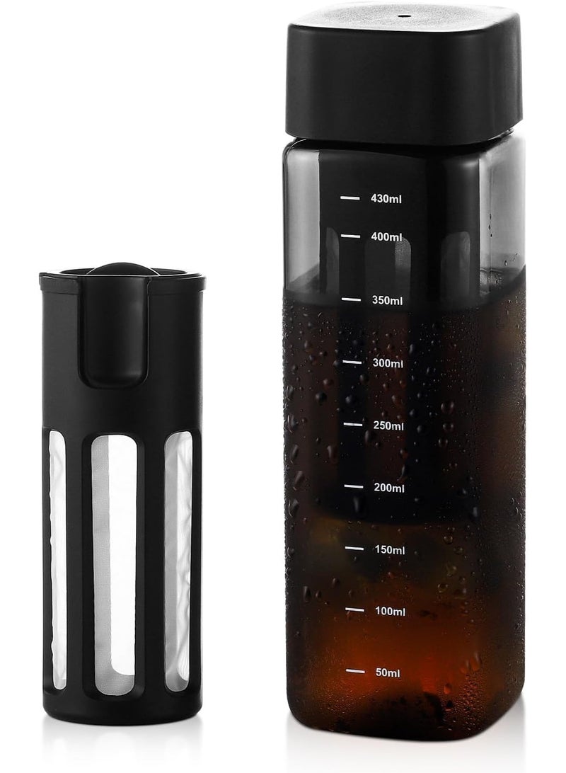 Azonee Portable Cold Brew Cup 480ml, BPA-Free Tritan Plastic Iced Coffee Maker with Removable Filter & Clean Brush, Small Iced Coffee Cups with Scale for Iced Tea/Coffee  - Image 1