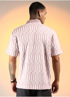 كامبوس سوترا Men's Rouge Pink Veined Polo T-Shirt  - Image 5
