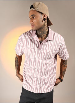 كامبوس سوترا Men's Rouge Pink Veined Polo T-Shirt  - Image 1