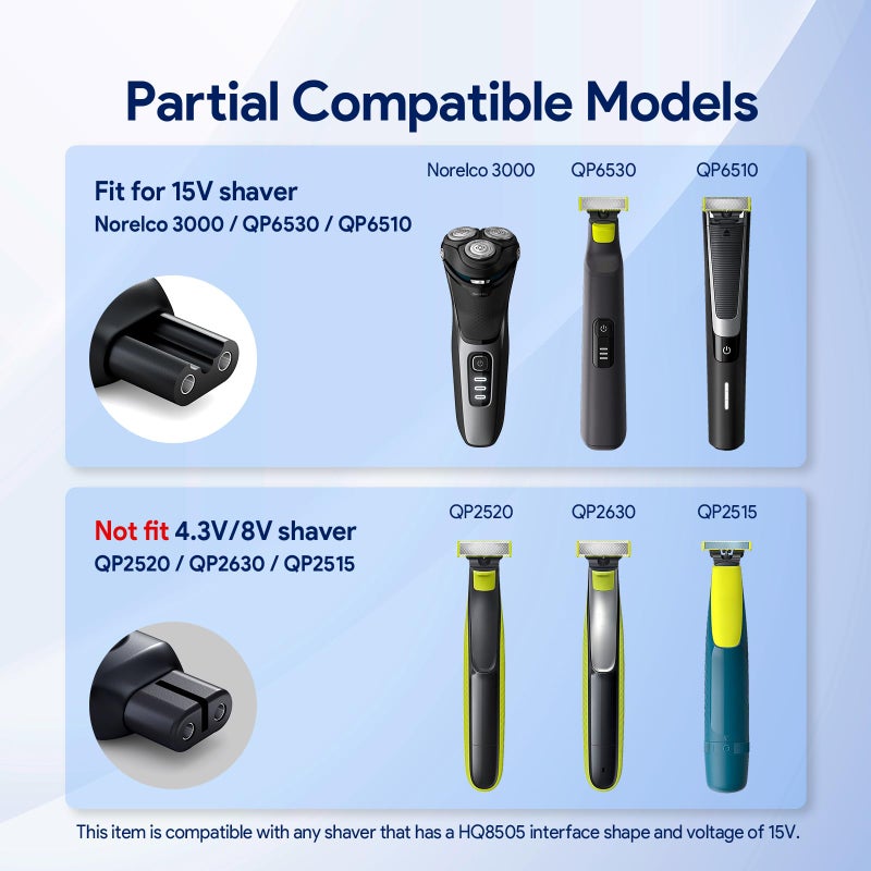 Yinke 15V HQ8505 Type-C Shaver Adapter Charging Converter for Philips Norelco 7700/7500/7400 3500/5300 Series, OneBlade QP6520 QP6530 QP6510, USB-C Shaver Charger Converter without Charger Cord (1 PC) - Image 3