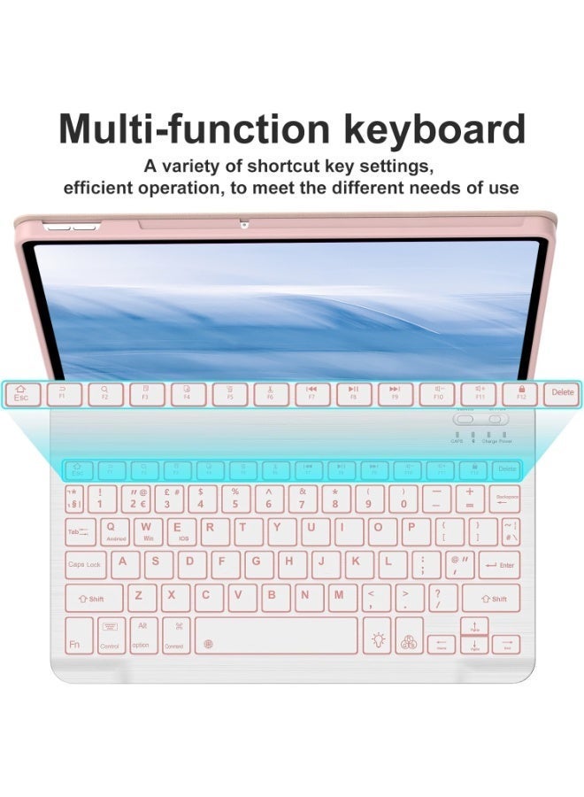 آرترابيت حافظة لوحة مفاتيح باللغة الإنجليزية لجهاز Galaxy Tab S11 2025 مقاس 11 بوصة، قابلة للفصل، مزودة بتقنية بلوتوث، وإضاءة خلفية بـ 7 ألوان، باللون الوردي - Image 5