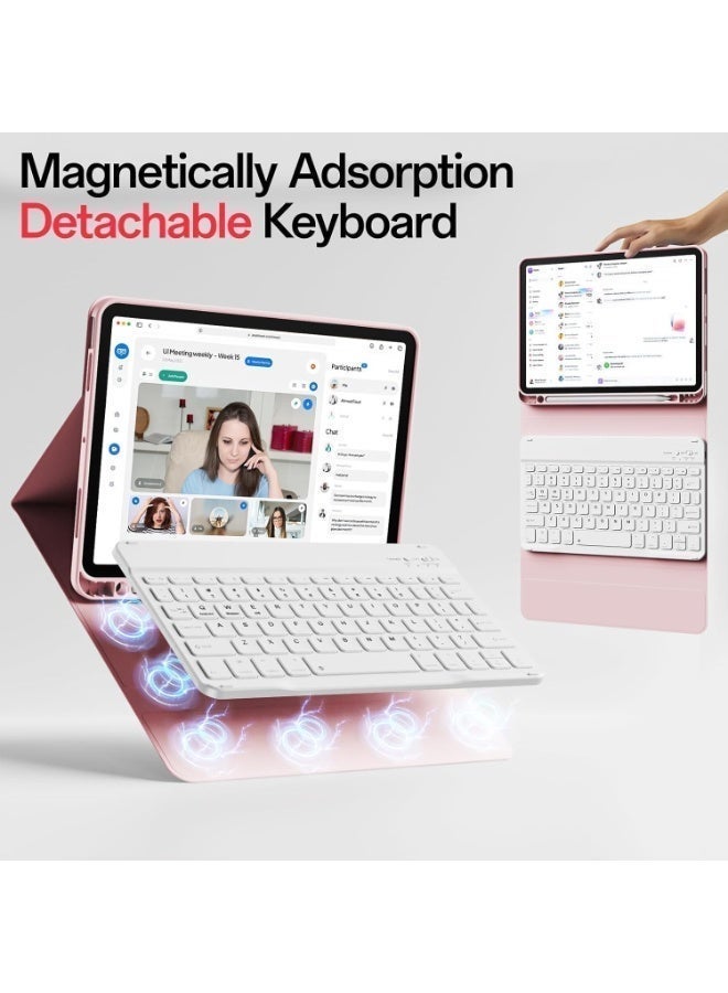 آرترابيت حافظة لوحة مفاتيح باللغة الإنجليزية لجهاز Galaxy Tab S11 2025 مقاس 11 بوصة، قابلة للفصل، مزودة بتقنية بلوتوث، وإضاءة خلفية بـ 7 ألوان، باللون الوردي - Image 2