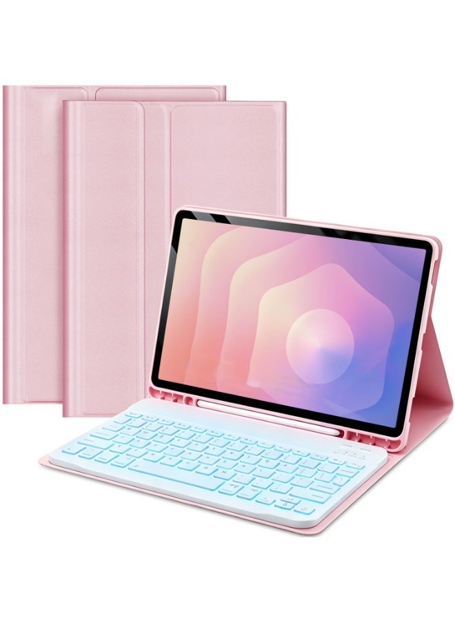 آرترابيت حافظة لوحة مفاتيح باللغة الإنجليزية لجهاز Galaxy Tab S11 2025 مقاس 11 بوصة، قابلة للفصل، مزودة بتقنية بلوتوث، وإضاءة خلفية بـ 7 ألوان، باللون الوردي - Image 1