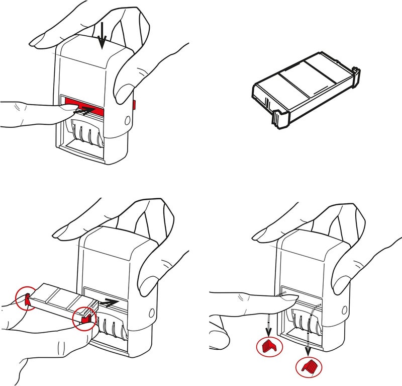 ترودات Printy 4822 حبر ذاتي Dial-A-Phrase، 12 رسالة إنجليزية، حبر أحمر - Image 4