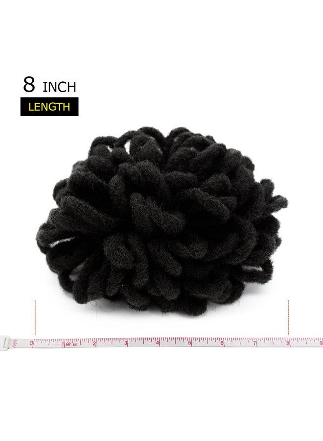KGBFASS Gbfass Loc Petal Bun Dreadlock Drawstring Ponytail Curly Faux Locs Braided Ponytail Clip In Chignon Scrunchies Hairpiece For Black Women Girls(Black) - Image 5