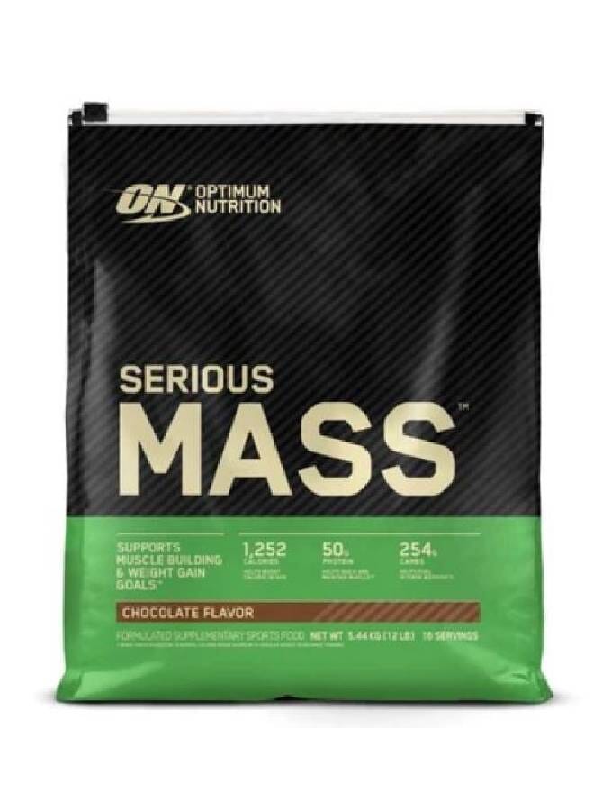 Optimum Nutrition Serious Mass: High Protein Muscle Building & Weight Gainer Powder, 50 Grams of Protein, Immune Support - Chocolate, 12 Lbs (5.44 KG) pack may vary - Image 1