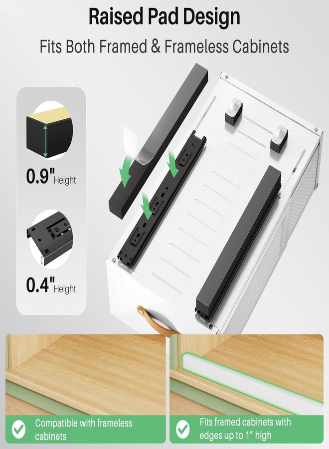 Kitstorack Pull out Cabinet Organizer, Expandable Depth(15.7"-21.7") with Raising Pad for Framed Cabinets, Heavy Duty Slide out Drawers, Adhesive Roll Out Shelves for Kitchen, Pantry Storage(White, 1-Pack) - Image 4