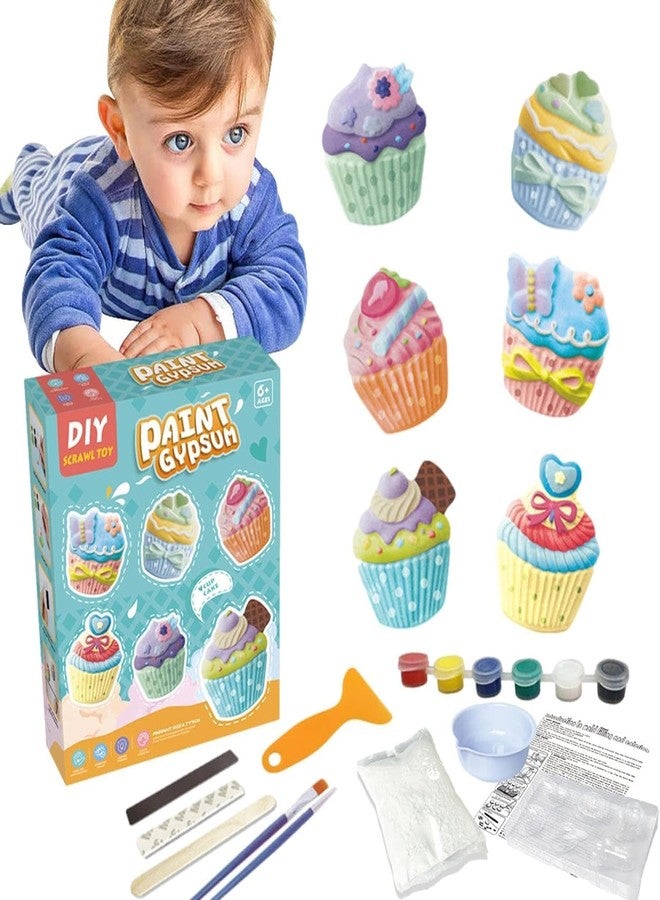 SAMVARDHAN DIY Gypsum Fridge Magnet Plaster Painting Kit for Kids, Mould and Paint Kits- Plaster Painting Art & Craft Set - (CAKE) - Image 1