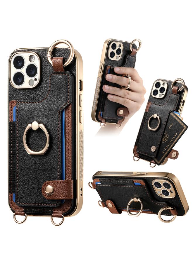 Zaboon Case For iPhone 12 Pro Max Fashion Ring Card Bag Phone Case with Hang Loop - Image 1