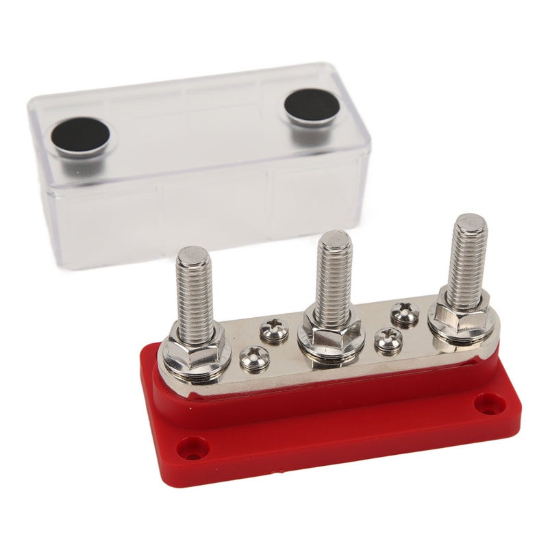 Power Distribution Block 3 Terminal Studs 4 Screws Busbar Terminal Block - Nickel Plated Brass Nylon Base Battery Bus Bar for Car Truck RV Boat - Image 5