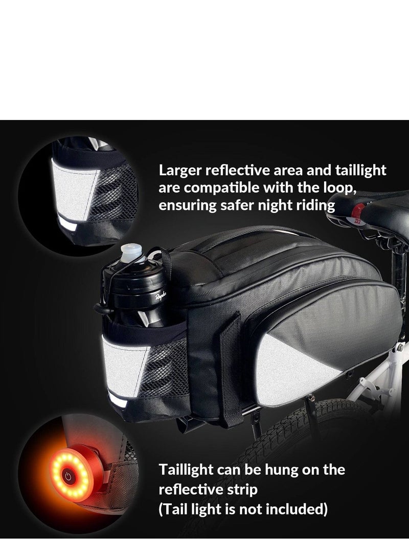 SYOSI Bicycle Rack Bag, 12L Multifunctional Waterproof Reflective Bicycle Rear Seat Bag Cycling Bike Rack Seat Bag Rear Trunk Pannier Backseat Bag Handbag Shoulder Bag  - Image 4