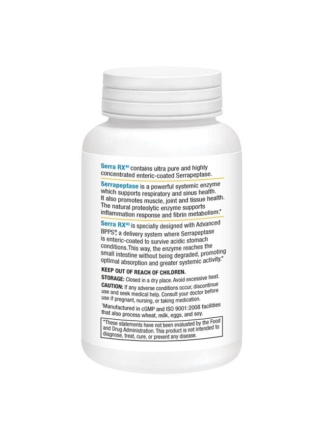 Biomedic Labs RX Serra-RX 40,000 SPU Serrapeptase - Enteric Coated Proteolytic Systemic Enzyme, Non-GMO, Gluten Free, Vegan, 90 Veg Capsules - Image 2