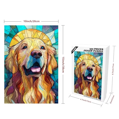 Ulord Great Jigsaw Puzzles for Adults 300 Pieces Stained Glass Golden Retriever Dogs Puzzles for Adults Toys Gift Family Decoration Kids Puzzle - Image 5