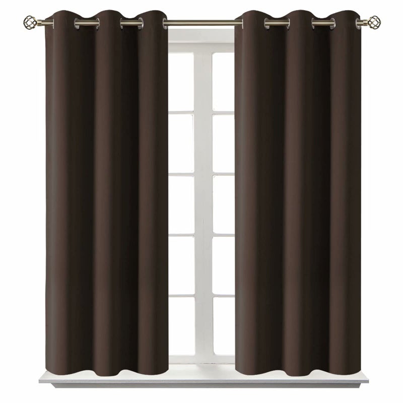 BGment Blackout Curtains for Living Room - Grommet Thermal Insulated Room Darkening Curtains for Bedroom, Set of 2 Panels (38 x 45 Inch, Brown) - Image 1