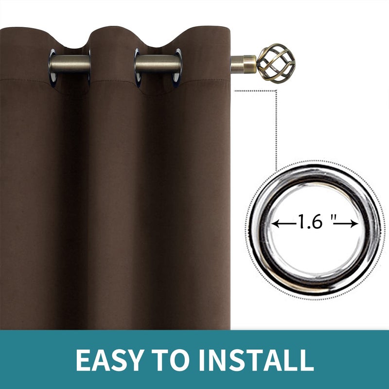 BGment Blackout Curtains for Living Room - Grommet Thermal Insulated Room Darkening Curtains for Bedroom, Set of 2 Panels (38 x 45 Inch, Brown) - Image 5