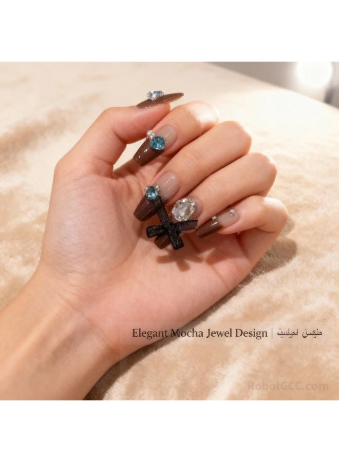 Orange Life [10PCS Handmade Luxury Press-On Nails] 3D Sculpted Gel Design | No UV Lamp Required | Velvet Gift Box | Effortless Elegance Anywhere - Image 4