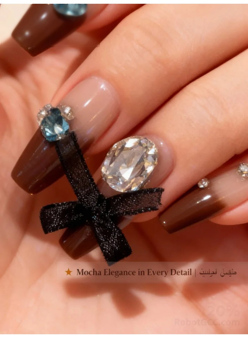 Orange Life [10PCS Handmade Luxury Press-On Nails] 3D Sculpted Gel Design | No UV Lamp Required | Velvet Gift Box | Effortless Elegance Anywhere - Image 3