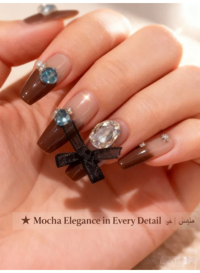 Orange Life [10PCS Handmade Luxury Press-On Nails] 3D Sculpted Gel Design | No UV Lamp Required | Velvet Gift Box | Effortless Elegance Anywhere - Image 1
