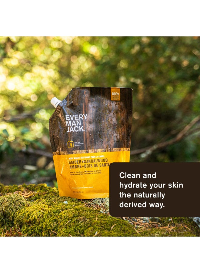 Every Man Jack Every Man Jack Amber + Sandalwood Mens Body Wash Refill Starter Pouch - Cleanse and Hydrate Skin with Naturally Derived Ingredients - Paraben Free and Dye Free - (1-36oz pouch, 1-24oz bottle)  - Image 2