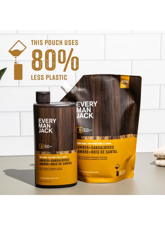 Every Man Jack Every Man Jack Amber + Sandalwood Mens Body Wash Refill Starter Pouch - Cleanse and Hydrate Skin with Naturally Derived Ingredients - Paraben Free and Dye Free - (1-36oz pouch, 1-24oz bottle)  - Image 3