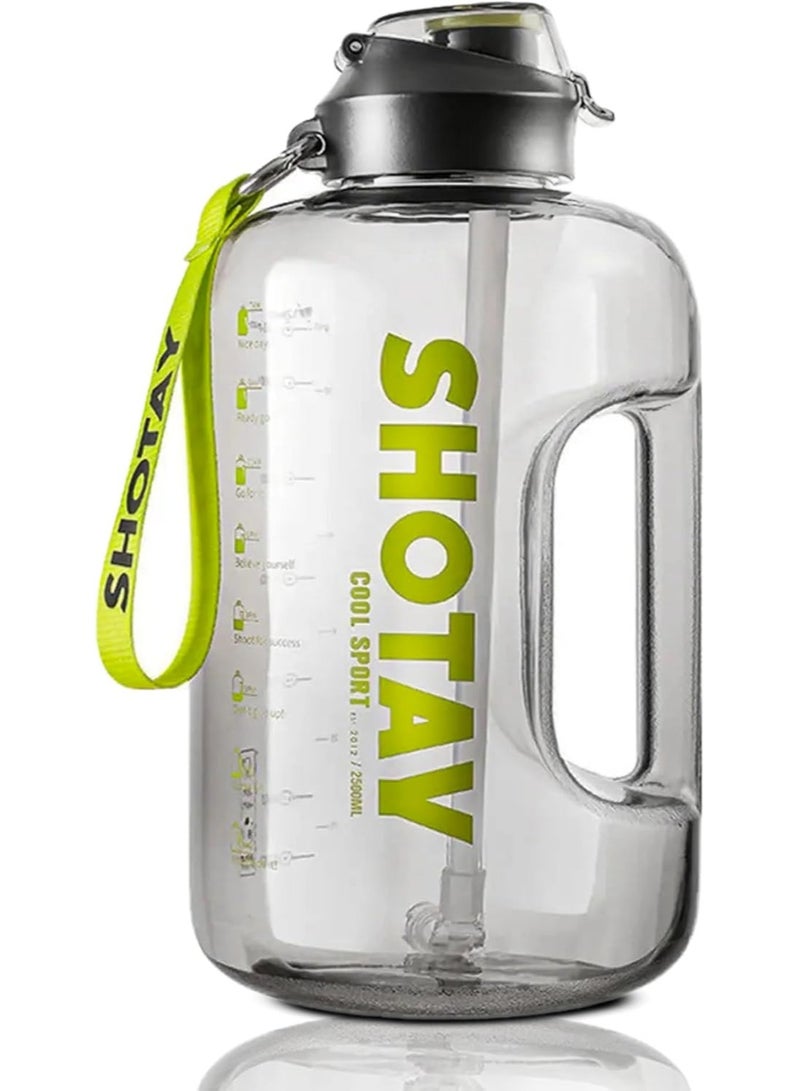 SHOTAY 1500ml Healthy Leak-Proof Sports Water Bottle with Removable Straw, Time Markers and Motivational Quotes - Multi-Purpose (Clear Color) - Image 1