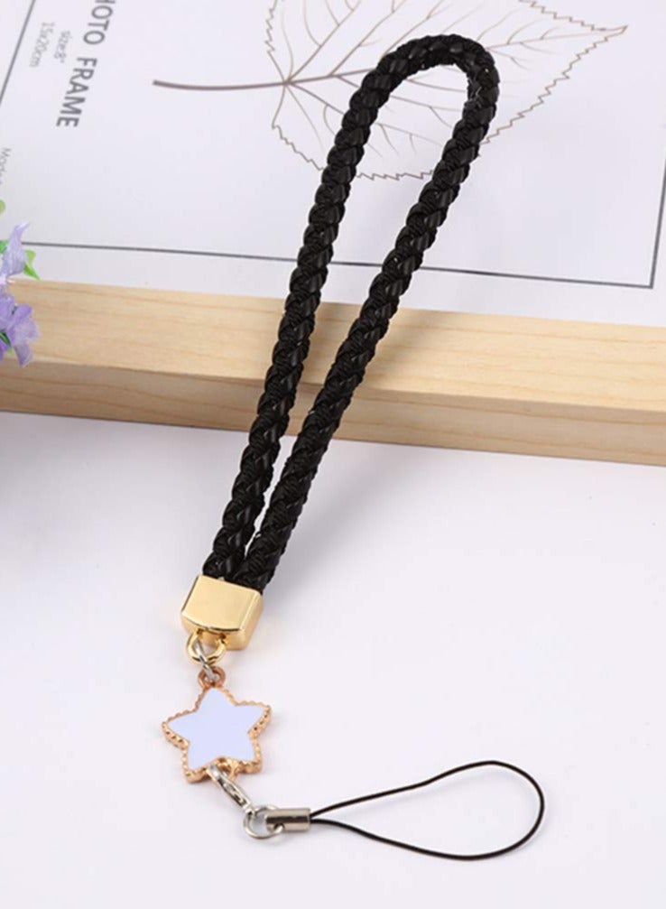 Zikra Handmade Leather Cell Phone Lanyard Wrist Strap, Star Charm Keychain, Smartphone Sling, and Wallet Accessory Set (4 Pieces) - Perfect for Cameras and Mobile Devices. - Image 3