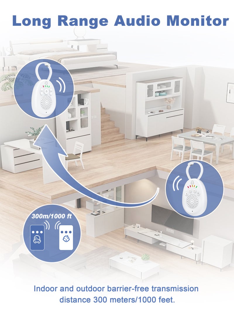 Xkimos Baby Audio Monitor, Digital Audio Baby Monitor, Wireless Rechargeable Baby Care Monitor, Two-Way Audio and Lullaby, Long Range DECT Digital Technology 12 Hours Battery Life, White - Image 5