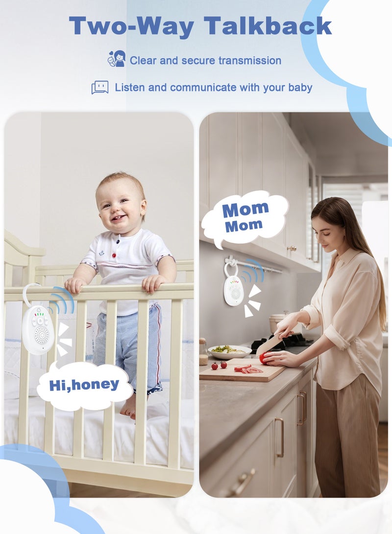Xkimos Baby Audio Monitor, Digital Audio Baby Monitor, Wireless Rechargeable Baby Care Monitor, Two-Way Audio and Lullaby, Long Range DECT Digital Technology 12 Hours Battery Life, White - Image 3