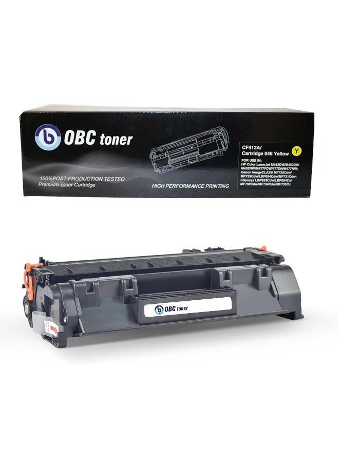 او بي سي - خرطوشة حبر OBC متوافقة مع HP 410A و Canon 046 - أصفر التي توفر طباعة احترافية وعالية الجودة مع سعة طباعة تصل إلى 2300 صفحة. مناسبة للمكاتب التي تحتاج إلى ألوان زاهية ودقة طباعة متميزة. - Image 1
