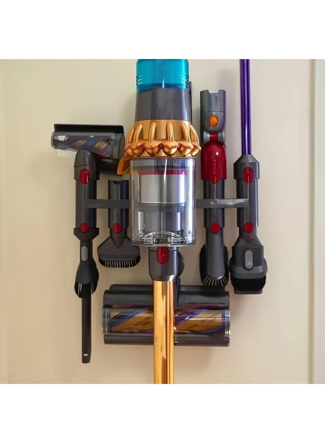 Gray Wall Mounted Vacuum Cleaner Head Holder Space Saving Easy Installation Durable Plastic Storage Box With Hook - Image 3