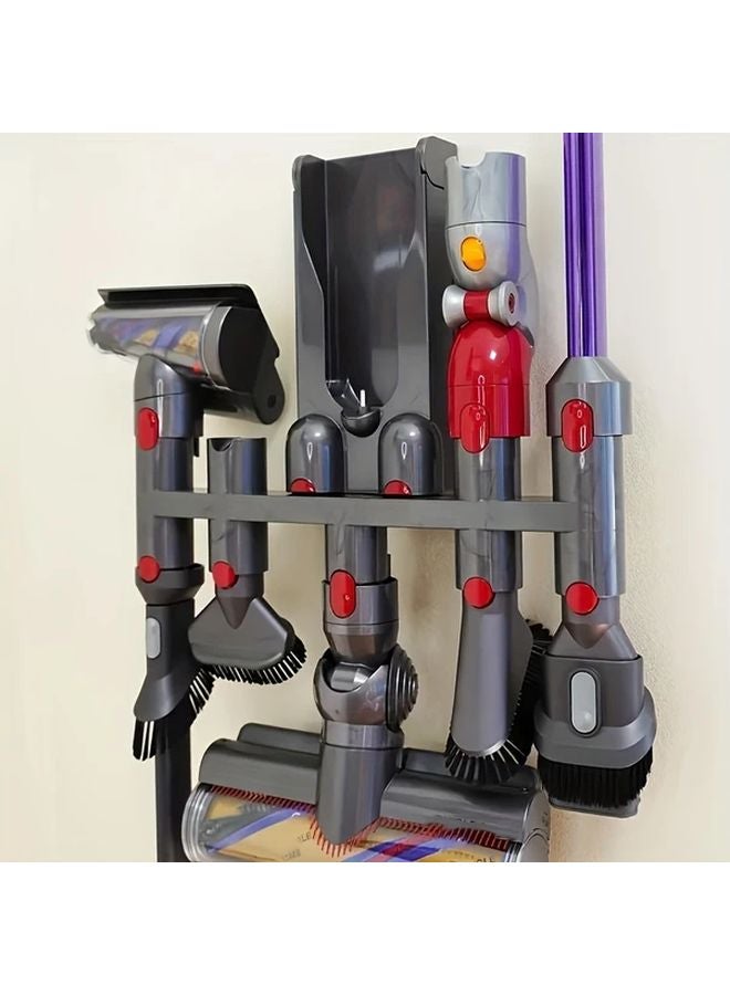 Gray Wall Mounted Vacuum Cleaner Head Holder Space Saving Easy Installation Durable Plastic Storage Box With Hook - Image 2