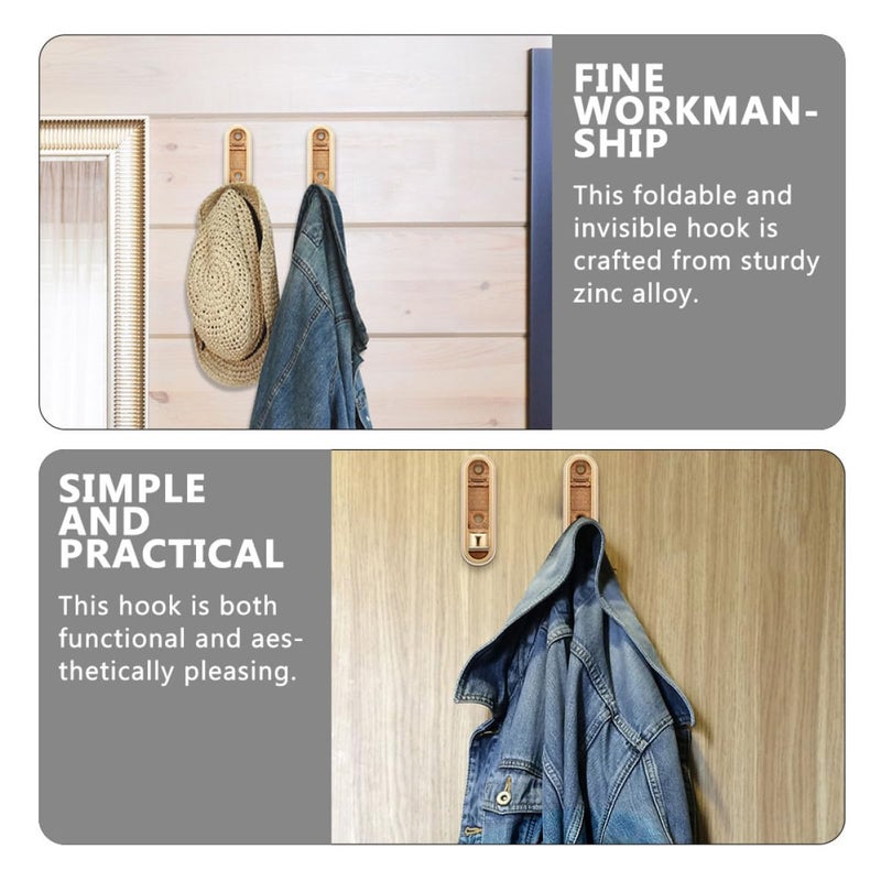 Foldable Zinc Alloy Wall Hooks 2 Pack Heavy Duty Coat Towel Hanger Space Saving Invisible Bathroom Hooks - Image 4