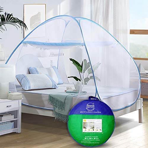 Sterling Mosquito Net Single Bed, Machhardani Single Bed Mosquito Net for Single Bed, Single Bed Mosquito Net Foldable Size 200 cm x 120 cm Easily fit on 4 x 6 ft Single Bed Pack of 1 (Blue Color) - Image 1