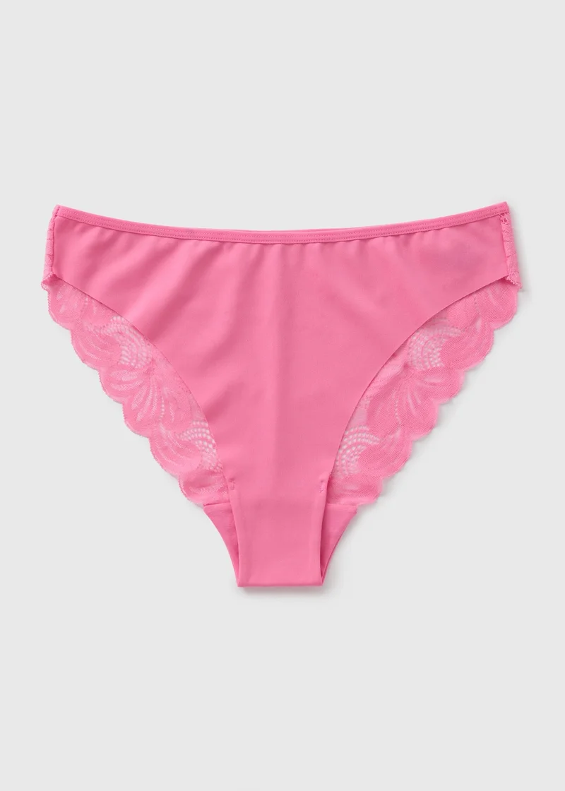 Matalan Pink Lace Back High Leg Knickers