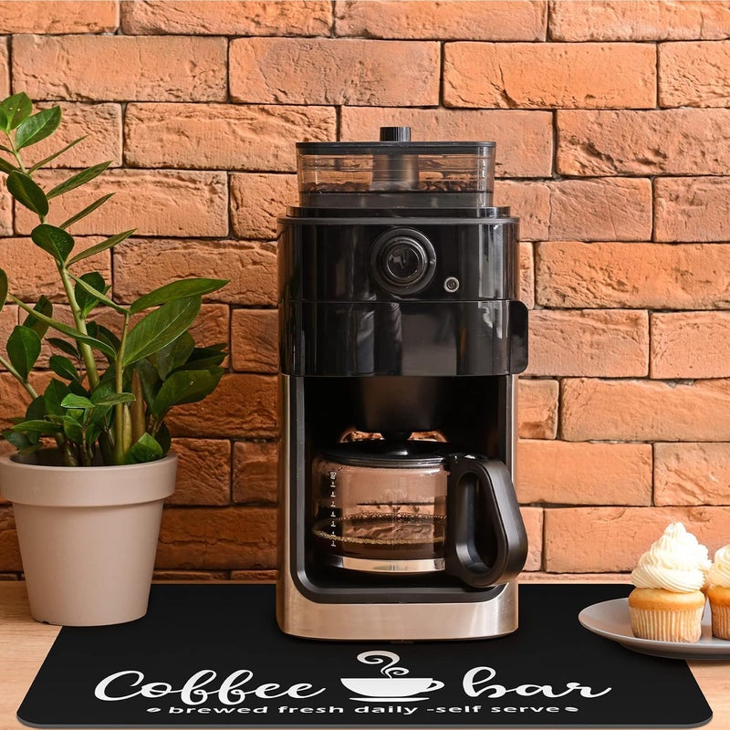 Absorbent Coffee Mat - Fashion Dish Drying Mat for Kitchen Counter - 11.8" x 20" - Black - Image 5