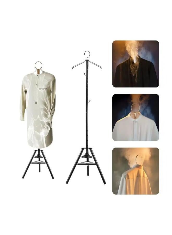 Plynox Modern Clothes Stand with Built-in Incense Burner 175cm long bakhoor burner stand hanger with cloth hooks and holes for steaming clothes(Black) - Image 1