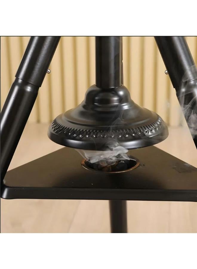 Plynox Modern Clothes Stand with Built-in Incense Burner 175cm long bakhoor burner stand hanger with cloth hooks and holes for steaming clothes(Black) - Image 4