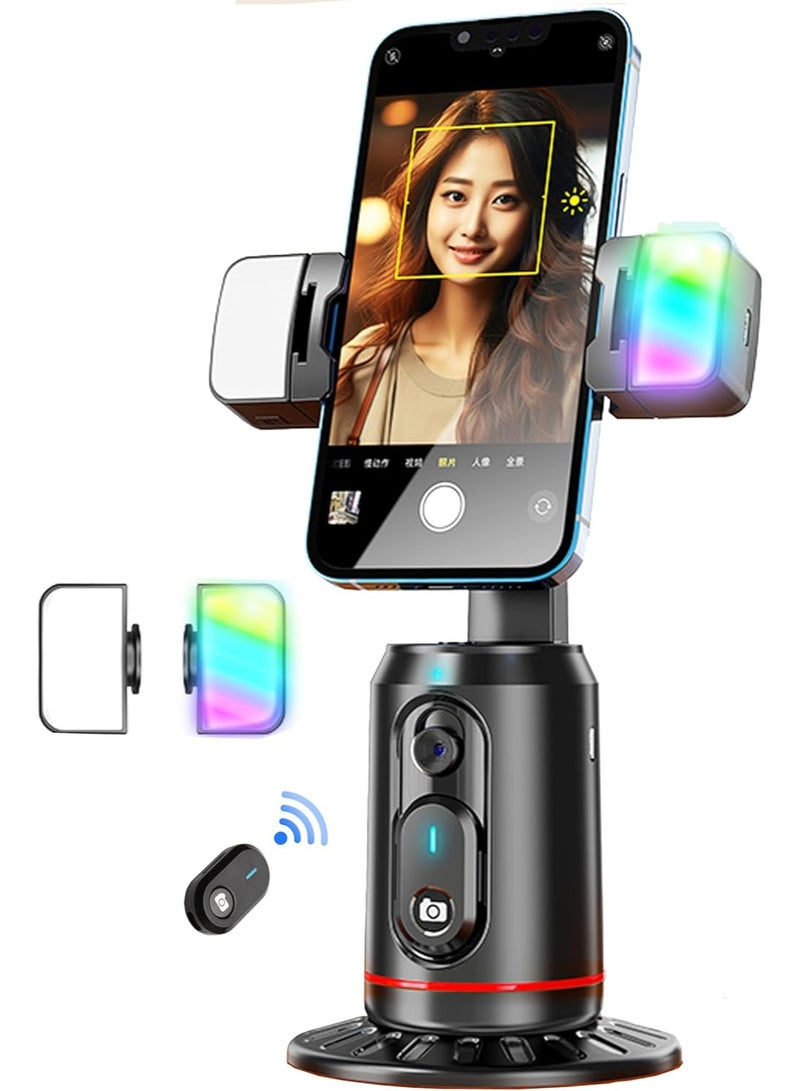 Smart Tripod with Auto Face Tracking, 360° Rotation, Rechargeable Fill Light, Remote Control - Ideal for Vlogs, Livestreams, Videos, and Tiktok - Image 1