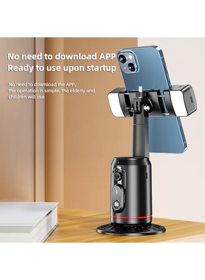 Smart Tripod with Auto Face Tracking, 360° Rotation, Rechargeable Fill Light, Remote Control - Ideal for Vlogs, Livestreams, Videos, and Tiktok - Image 2