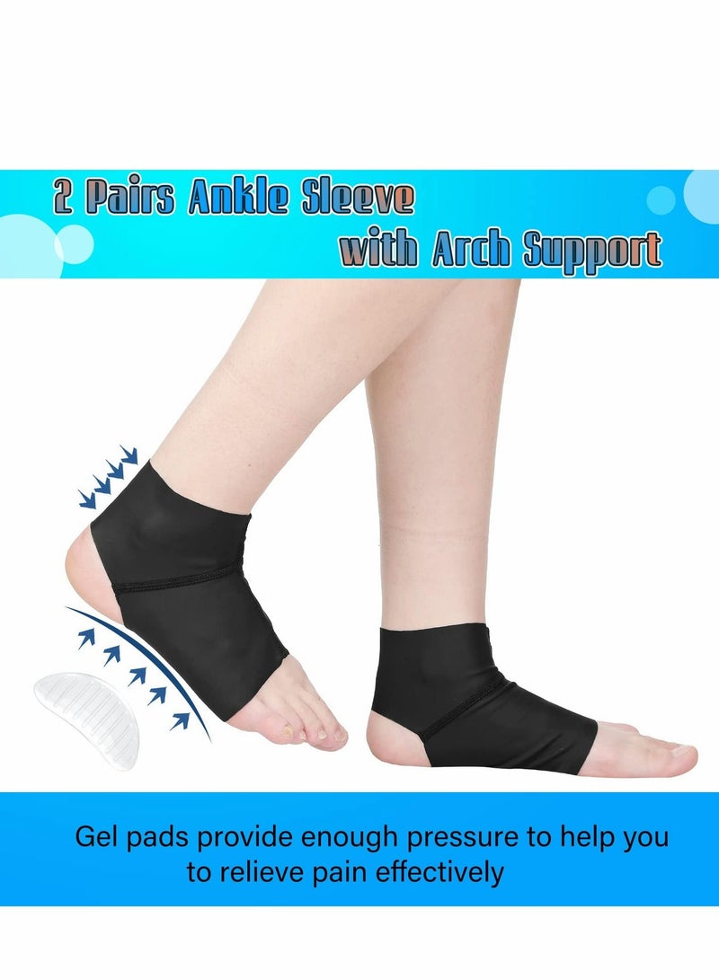 Excefore Arch Support Brace, Ankle Sleeve with Gel Pads Ankle Support Brace Foot Compression Sleeve Soft Ankle Wraps Support Protector for Plantar Heel Spurs Feet Pain Flat Feet Pain Relief, Men Women, 2 Pairs - Image 3