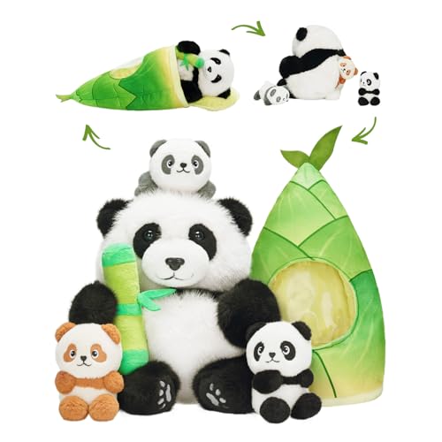 OUOZZZ 4in1 Panda Stuffed Animals with 204 Bamboo Shoot Bag Panda Bear Plush Toy for Girls Boys Toddler - Image 1
