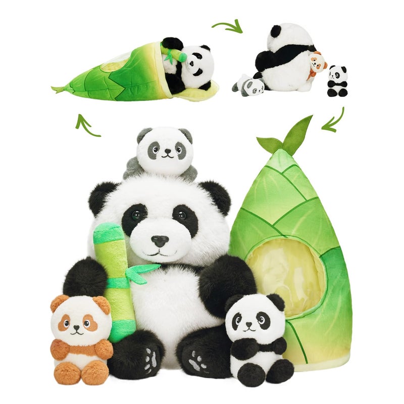 OUOZZZ 4in1 Panda Stuffed Animals with 204 Bamboo Shoot Bag Panda Bear Plush Toy for Girls Boys Toddler - Image 2