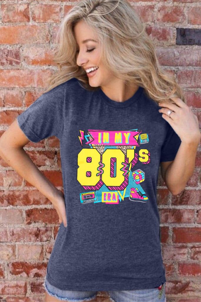 MYHALF Women 80'S Shirts Vintage Graphic Tee Neon Shirts in My 80s Era Shirt Casual 80s 90s Party Clothes - Image 2