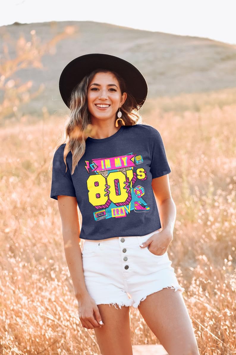 MYHALF Women 80'S Shirts Vintage Graphic Tee Neon Shirts in My 80s Era Shirt Casual 80s 90s Party Clothes - Image 4