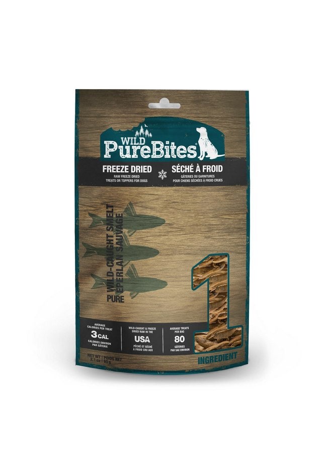 بيور بيتيس مكافآت الكلاب المجففة بالتجميد من PureBites Wild Smelt، مكون واحد، صُنع في الولايات المتحدة الأمريكية، 2.1 أونصة - Image 1